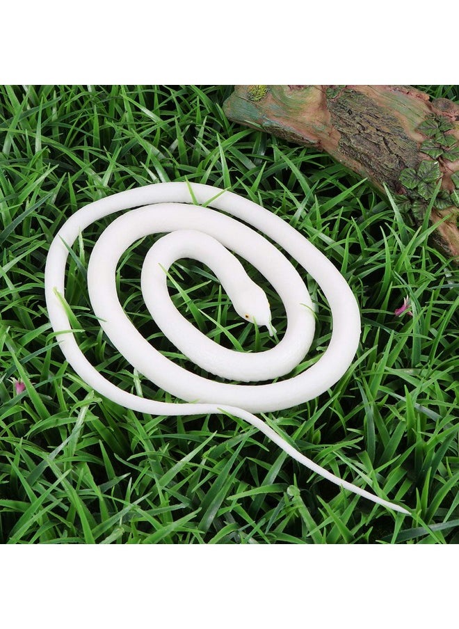 TOYANDONA - Rubber Snake Realistic Rubber Snake Toy White Fake Lifelike Snake Educational Toys For Kids Prank Prop Halloween Party Decor - Image 1