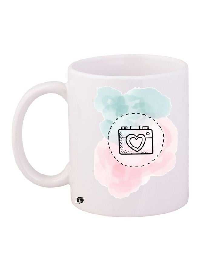 RYN Camera Printed Coffee Mug White/Blue/Black 11ounce