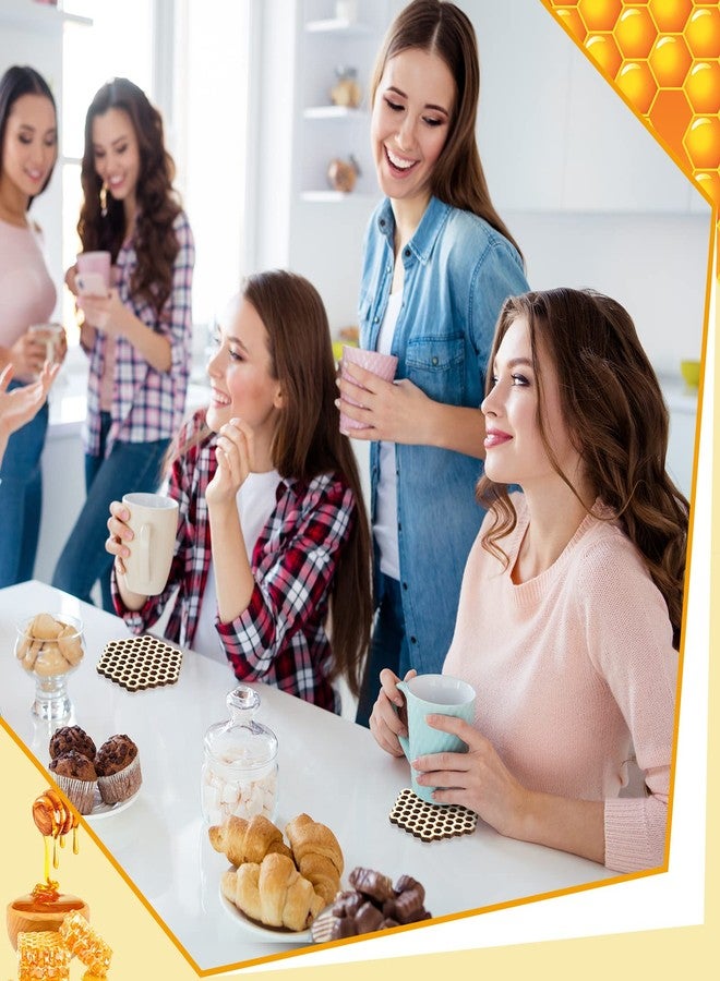 Cindeer 8 Pcs Honeycomb Wood Coaster Set Hollow Hex Honey Comb Wooden Coaster Hexagon Honeycomb Coasters Honeycomb Wooden Cup Cushion Mug Mats for Housewarming Gift Coffee DIY Bar Home Decor - Image 5