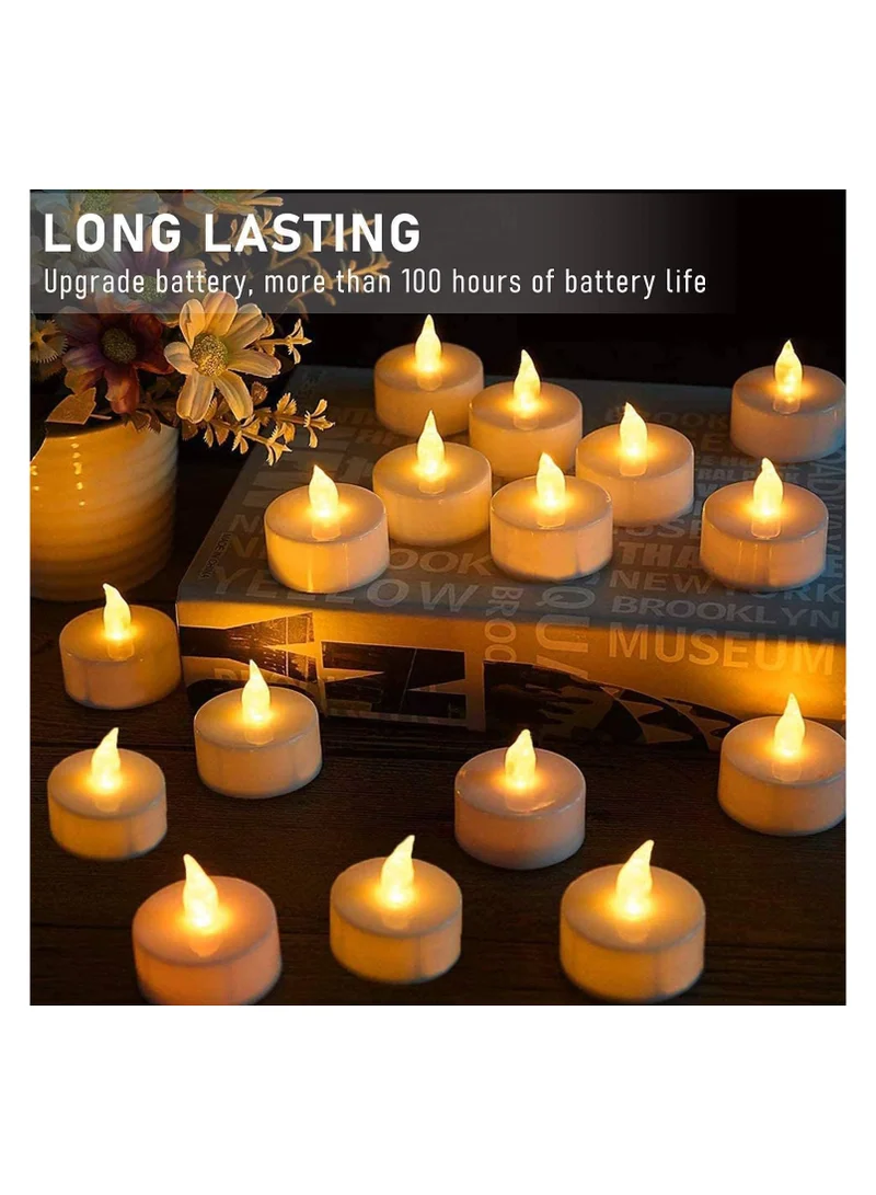 Cuisine Art Realistic Bright Flameless LED Tea Light Candles, Battery Powered, Unscented Tealights, Safe for Home Decor and Events, Pack of 24