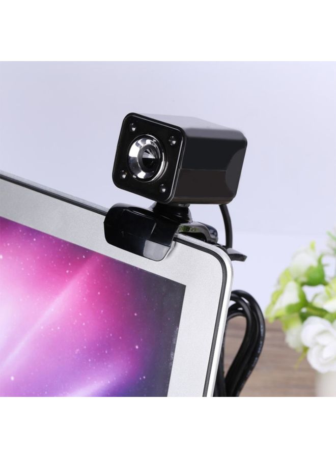 BURAQ A862 360 Degree Rotatable 480P WebCam USB Wire Camera with Microphone & 4 LED lights for Desktop Skype Computer PC Laptop, Cable Length: 1.4m - Image 1