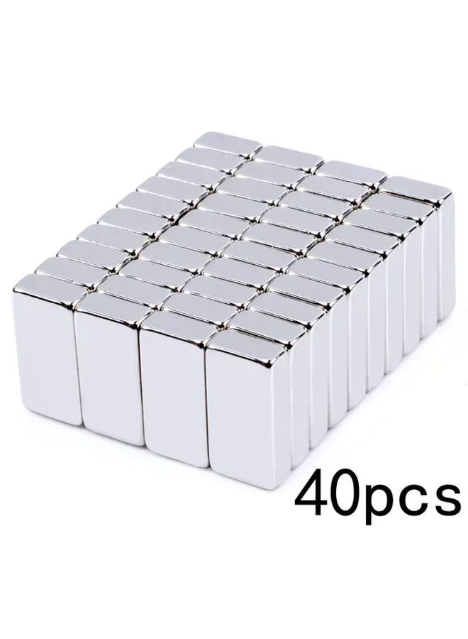 40pcs 20x10x5mm Heavy Duty Metal Bar Magnets for Fridge Office Kitchen Whiteboard - Image 1