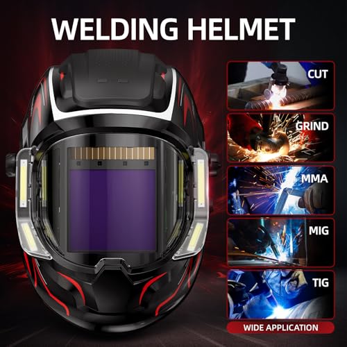 ANDELI Welding Helmet with 4 LED Light, Panoramic Large Viewing Screen 3.94"X3.74" True Color Auto Darkening Welding Helmet, 4 Arc Sensor 4/5-9/9-13 Type-C Charging - Image 4