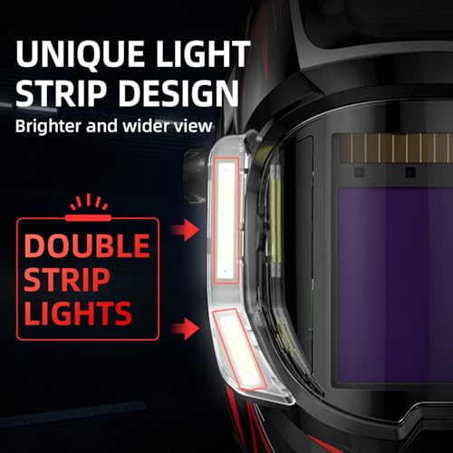 ANDELI Welding Helmet with 4 LED Light, Panoramic Large Viewing Screen 3.94"X3.74" True Color Auto Darkening Welding Helmet, 4 Arc Sensor 4/5-9/9-13 Type-C Charging - Image 2