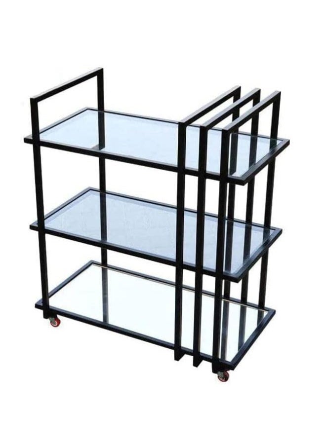HOME TASTE Modern Metal Serving Trolley MultiPurpose Kitchen, Bar, And Wine Storage Cart Elegant Utility Cart For Home, Restaurant, Bar, And Hospital Use Style 2 Small 80X40X90Cm 