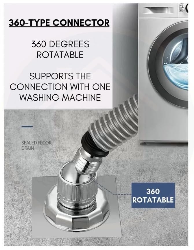 Rasikvar Bathroom Drain Floor Drain Backflow Preventer Floor Water Drain Anti core Overflow Elbow Pipe Connector for Washing Machine Outlet Pipe Connector for Kitchen (360 Degree with Ring) - Image 3