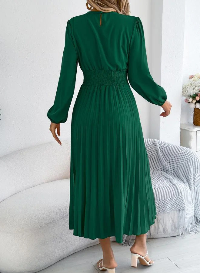 Take Two emerald green Green Pleated A-Line Midi Dress for Women | Best Price UAE