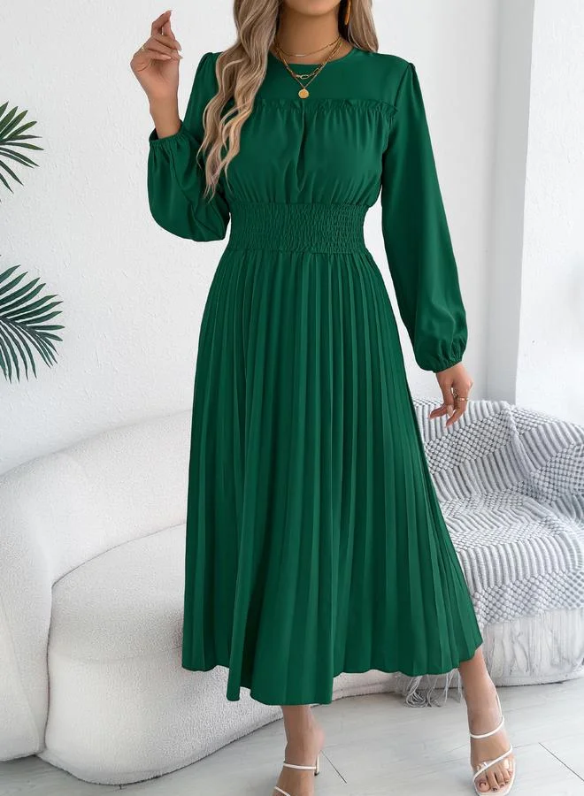 Take Two emerald green Green Pleated A-Line Midi Dress for Women | Best Price UAE