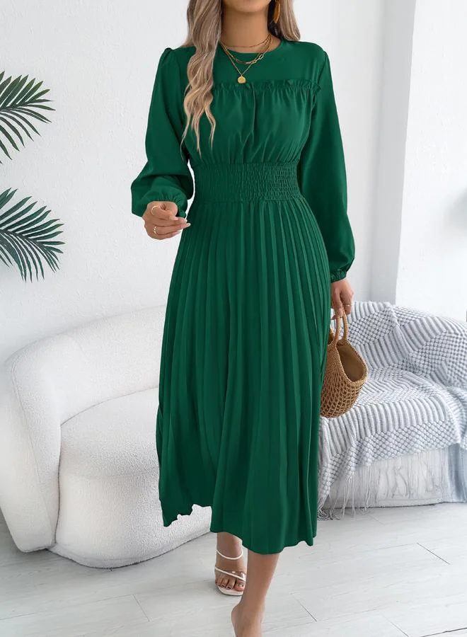 Take Two emerald green Green Pleated A-Line Midi Dress for Women | Best Price UAE