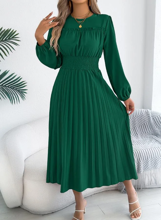 Take Two emerald green Green Pleated A-Line Midi Dress for Women | Best Price UAE