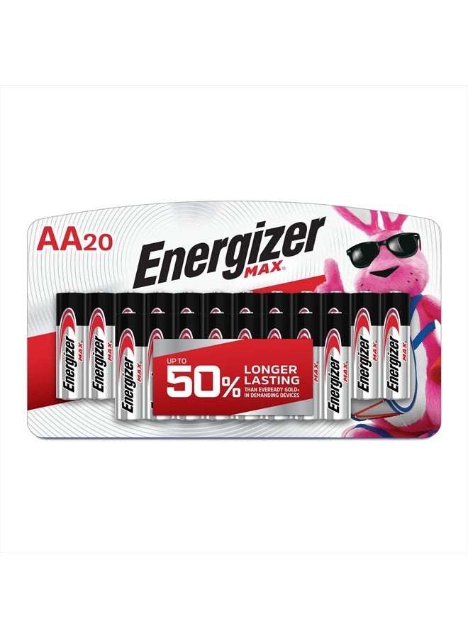 Energizer بطاريات AA، بطارية ألكالاين ماكس دبل A، 20 قطعة - Image 1