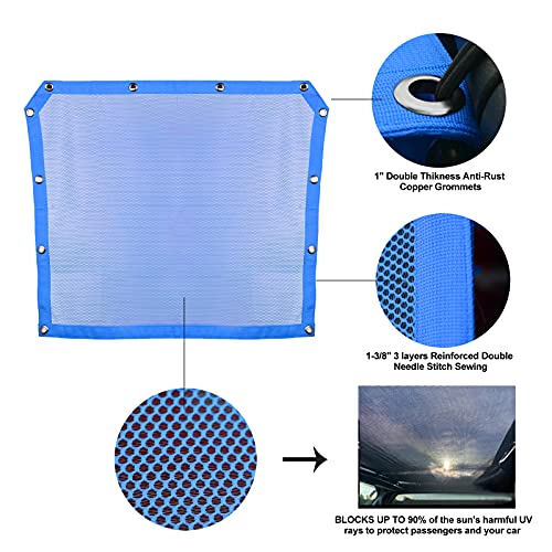 Sresk Pro XP UTV Soft Top Sunshade Mesh Net for Polaris RZR Pro XP / 4 2020 2021 2022 2023 2024 (Blue) - Image 4