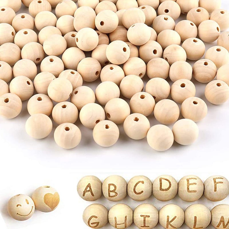 WLIANG 600 Pcs 16mm Natural Wooden Beads Unfinished Round Bulk Spacer Wood Beads for DIY Crafts Garlands Farmhouse Decor Jewelry Bracelet Necklace Making