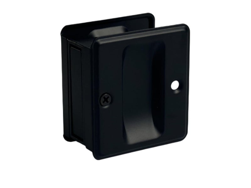 QCAA Solid Brass Sliding Pocket Passage Door Pull Matte Black Made in Taiwan 1 Pack