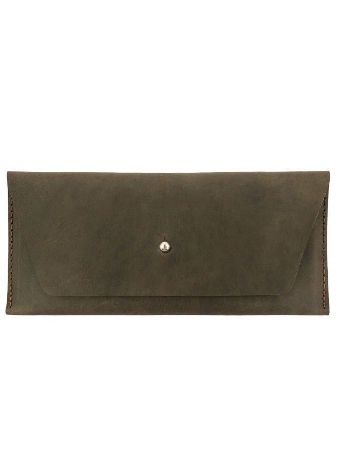 Hide & Drink , Long Utility Pouch Handmade from Full Grain Leather, Stylish Wallet for Carrying and Storing Cash, Coins, Cards, Dark Jade, 3.5 x 7.88 x 0.5 inches, Classic - Image 1