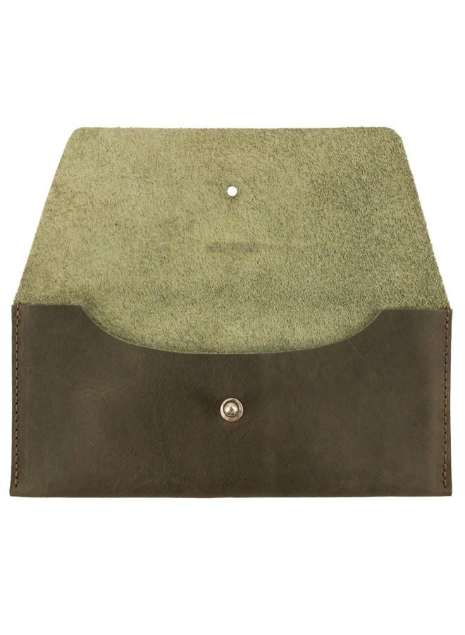 Hide & Drink , Long Utility Pouch Handmade from Full Grain Leather, Stylish Wallet for Carrying and Storing Cash, Coins, Cards, Dark Jade, 3.5 x 7.88 x 0.5 inches, Classic - Image 4