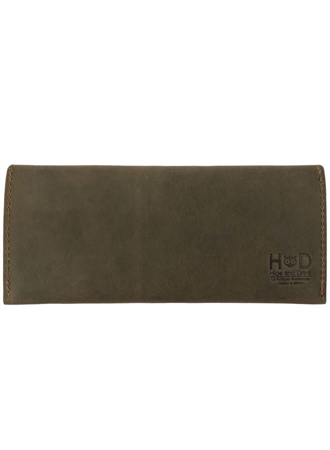 Hide & Drink , Long Utility Pouch Handmade from Full Grain Leather, Stylish Wallet for Carrying and Storing Cash, Coins, Cards, Dark Jade, 3.5 x 7.88 x 0.5 inches, Classic - Image 2