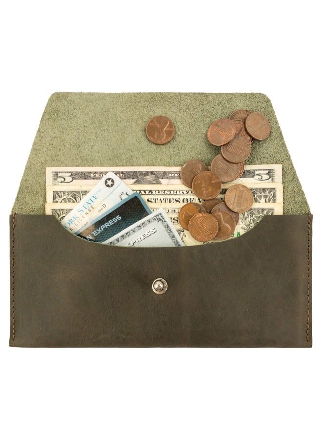 Hide & Drink , Long Utility Pouch Handmade from Full Grain Leather, Stylish Wallet for Carrying and Storing Cash, Coins, Cards, Dark Jade, 3.5 x 7.88 x 0.5 inches, Classic - Image 5
