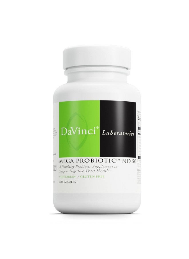 DaVinci Labs Mega Probiotic ND 50 - Non-Dairy Probiotic Supplement with Prebiotic Fiber - Digestive & Immune Health Support* - Gut Support with Beneficial Bacteria* - 60 Vegetarian Capsules - Image 1