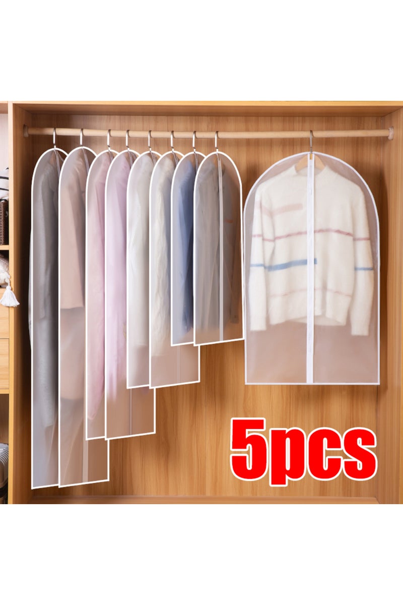 حقيبة حماية ملابس بيضاء مقاومة للغبار، مقاس 60×100 سم، غطاء ملابس مغلق بالكامل مع سحاب.