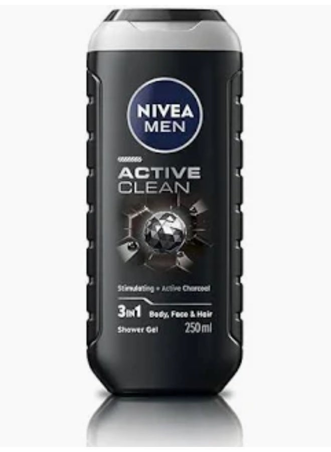 Nivea Men Shower Gel Active Clean Stimulating+Active Charcoal 250ml - Image 1