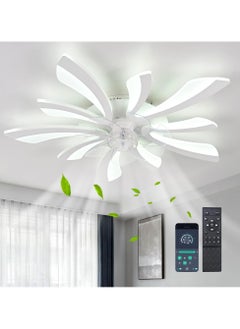 Ganeed Modern Dimmable White LED 5-Lights Ceiling Fan with Lights, 70cm Small Semi Flush Mount Silent Ceiling Fan with Lamp, Reversible 6-Speed Ceiling Fan Lighting Fixture for Living Room Bedroom  - Image 1