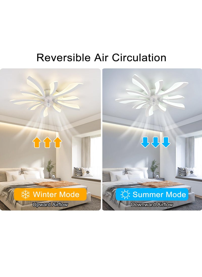 Ganeed Modern Dimmable White LED 5-Lights Ceiling Fan with Lights, 70cm Small Semi Flush Mount Silent Ceiling Fan with Lamp, Reversible 6-Speed Ceiling Fan Lighting Fixture for Living Room Bedroom  - Image 5