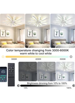 Ganeed Modern Dimmable White LED 5-Lights Ceiling Fan with Lights, 70cm Small Semi Flush Mount Silent Ceiling Fan with Lamp, Reversible 6-Speed Ceiling Fan Lighting Fixture for Living Room Bedroom  - Image 4