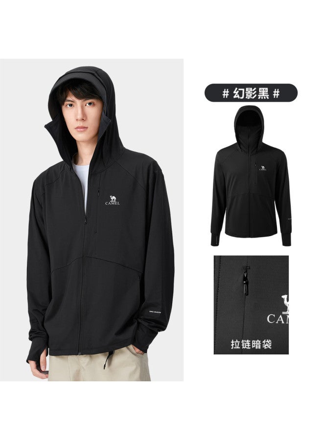 camel Sun Protection Clothing Spring Summer Sunscreen Jacket Sun Shade Comfortable Breathable Casual Hooded Jacket Men's Knitted Sun Protection Clothing - Image 4
