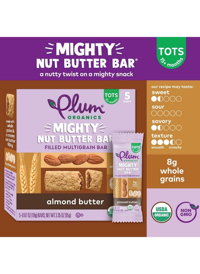 Plum Organics Plum Organics Mighty Nut Butter Bars - Almond Butter - 0.67 oz Bars (Pack of 40) - Organic Toddler Food Multigrain Snack Bars  - Image 1