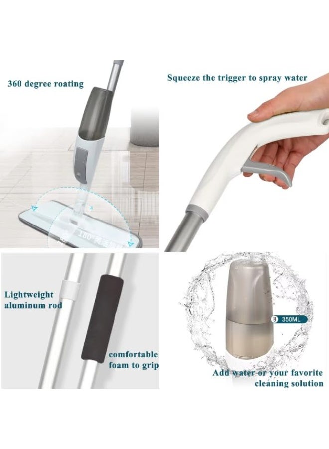 A ZONE Spray Mop with 2 Washable Microfiber Pads-Cleaning Mop with 350ML Refillable Water Tank-Ceramic Floor Mop for Home Kitchen - Image 2