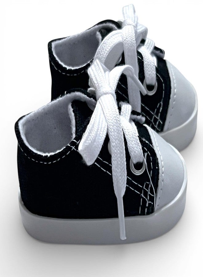 MBD Canvas Sneakers Doll Shoes Fits 18 Inch Dolls and Kennedy and Friends Dolls- 18 Inch Doll Shoes (Black)