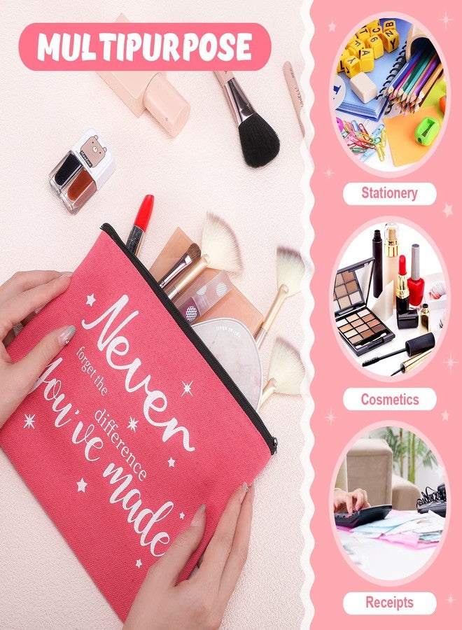 Kajaia 24 Pieces Inspirational Canvas Cosmetic Bags Makeup Bags with Zippers Appreciation Motivational Toiletry Purse Pouches Positive Travel Makeup Pouches for Girl Women Friends Coworker, 8 Designs - Image 3