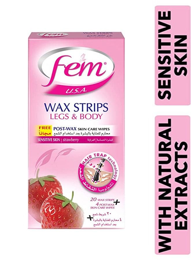 FEM USA Body Wax Strips | Enriched With Strawberry | For Normal Skin - 20 strips With Post-Wax Skin Wipes - pzsku/Z86D76A2A98130281226BZ/45/_/1679656201/0acc9a26-0510-4e2f-a93c-48c54868a601