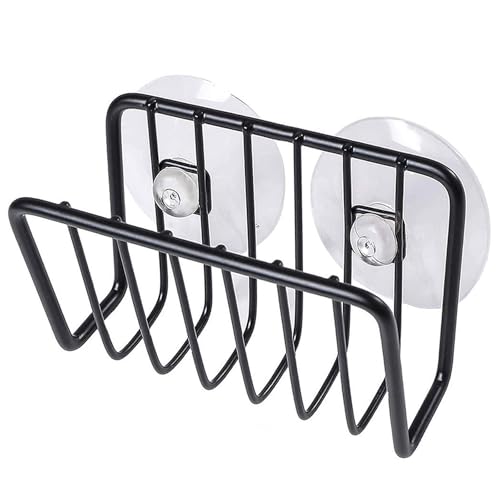 Toplife Sponge Holder for Kitchen Sink, Rust-Proof Suction Cup Sponge Caddy - Black - Image 1