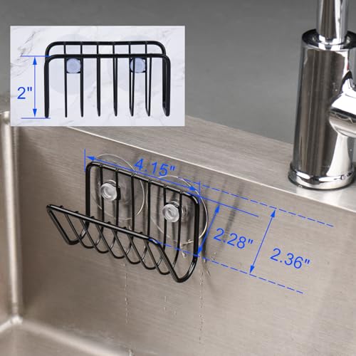 Toplife Sponge Holder for Kitchen Sink, Rust-Proof Suction Cup Sponge Caddy - Black - Image 3