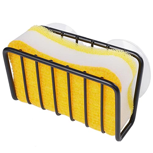 Toplife Sponge Holder for Kitchen Sink, Rust-Proof Suction Cup Sponge Caddy - Black - Image 2