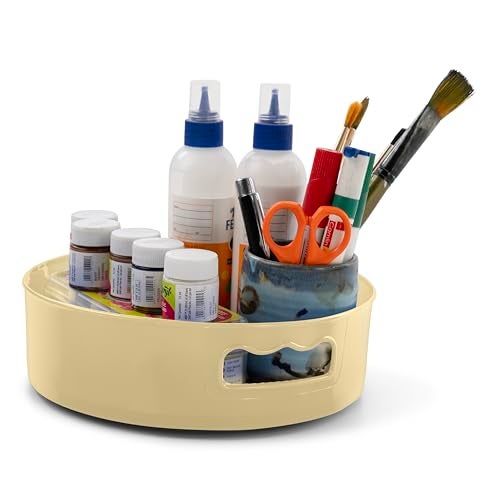 HomeWiz Multi-Purpose 360° Rotating Organizer Tray | Space-Saving Kitchen & Pantry Storage | Multi Purpose Organization Rotating Tray | Easy-Access Turntable for Spices, Storage & More | Cream - Image 4