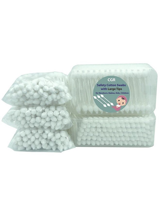 CGR 400pcs CGR Baby Safety Cotton Swabs with Large Tips for Newborn, Babies, Kids, Children, 100% Organic Cotton, White Paper Sticks, 5 Pack of 80 Swabs Total(2 Boxes and 3 Bags) - Image 3