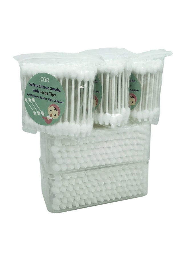 CGR 400pcs CGR Baby Safety Cotton Swabs with Large Tips for Newborn, Babies, Kids, Children, 100% Organic Cotton, White Paper Sticks, 5 Pack of 80 Swabs Total(2 Boxes and 3 Bags) - Image 1
