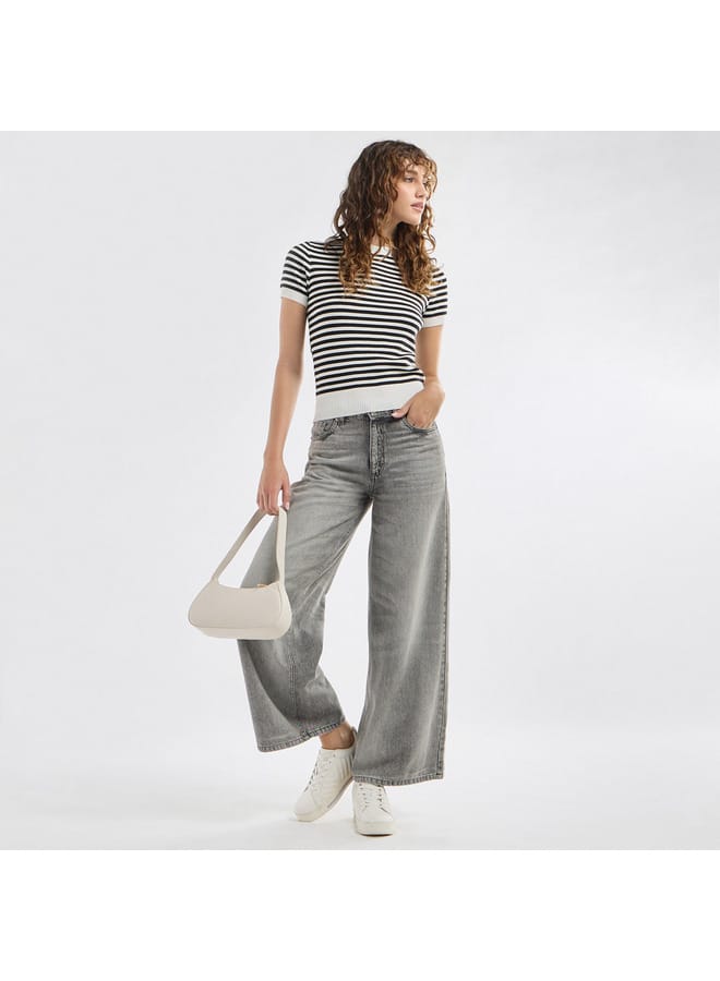 Splash FAV Striped Crew Neck T-shirt with Short Sleeves - Image 2
