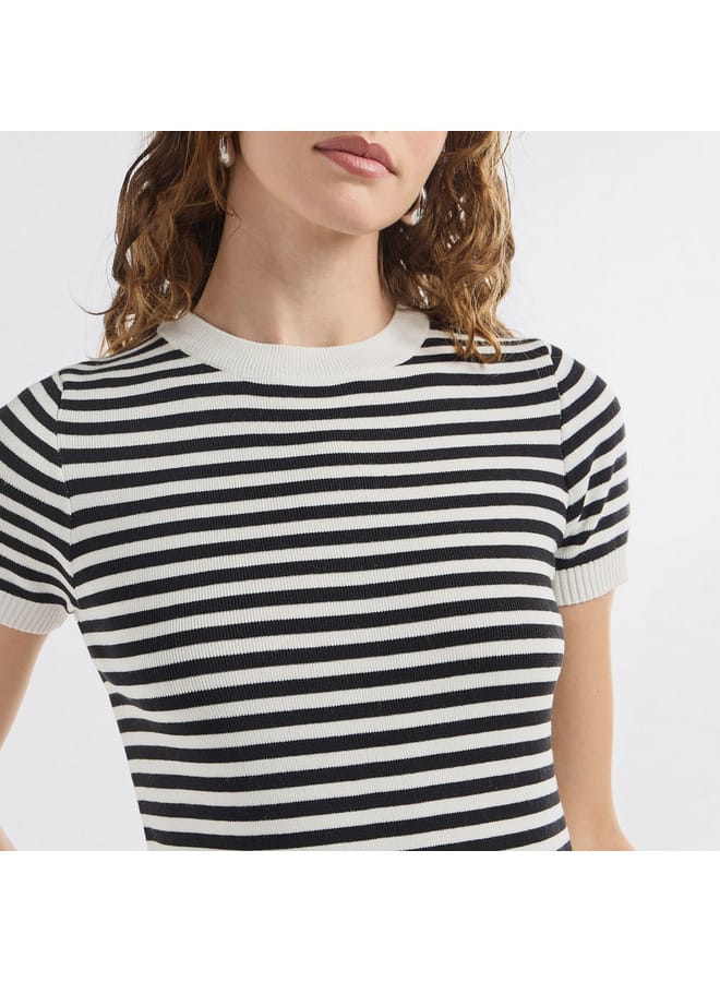 Splash FAV Striped Crew Neck T-shirt with Short Sleeves - Image 4