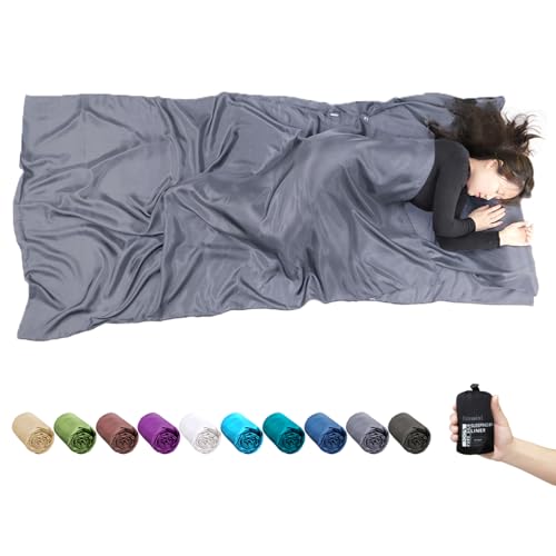 Browint Silk Sleeping Bag Liner, 100% Mulberry Silk Sleep Sheet, Sack, Extra Wide 87"x43" & 87“x34”, Lightweight Travel Sheet for Hotel, Envelop Rectangular 73“x34”, Hooded Mummy 87“x34” - Image 1