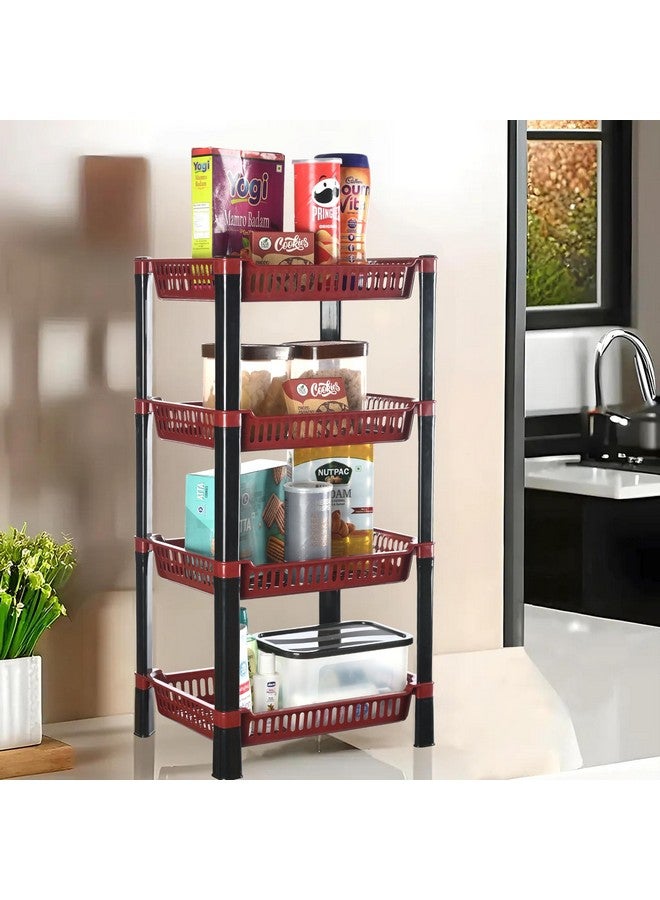 Kuber Industries 4-Layer Multipurpose Kitchen Organizer/Storage Rack | Onion Stand For Kitchen | Vessels & Vegetable Organiser | Maroon - Image 1