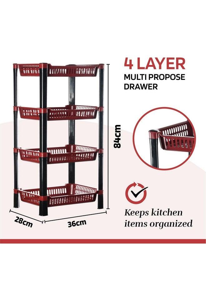 Kuber Industries 4-Layer Multipurpose Kitchen Organizer/Storage Rack | Onion Stand For Kitchen | Vessels & Vegetable Organiser | Maroon - Image 3