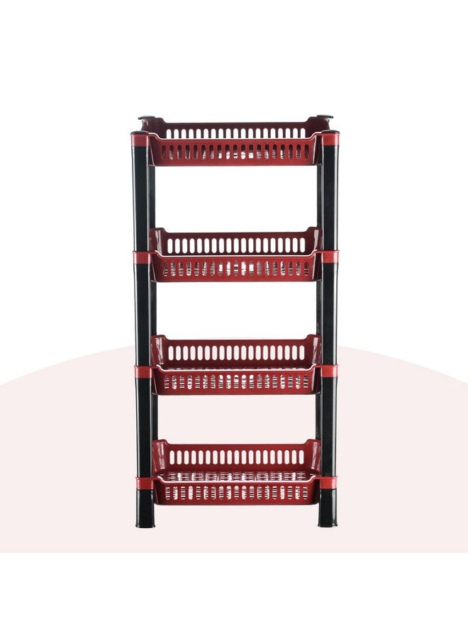 Kuber Industries 4-Layer Multipurpose Kitchen Organizer/Storage Rack | Onion Stand For Kitchen | Vessels & Vegetable Organiser | Maroon - Image 2