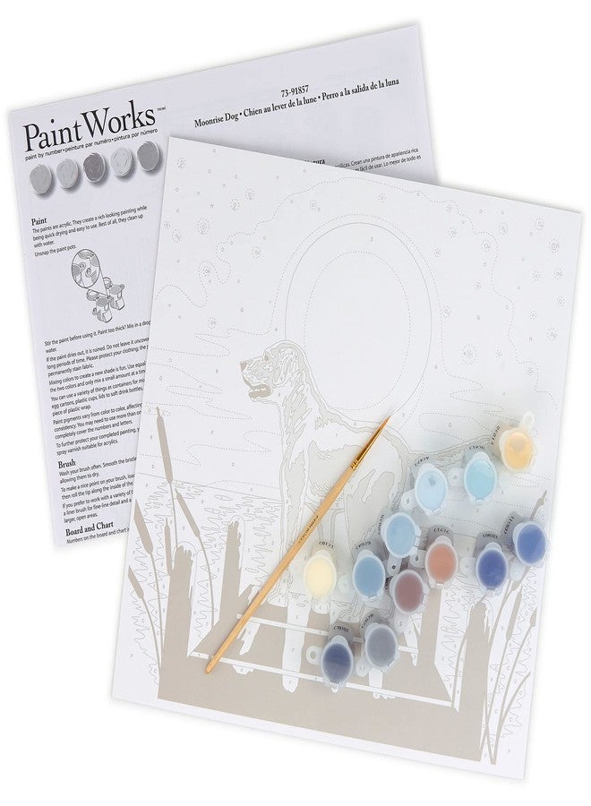 Dimensions PaintWorks 73-91857 Moonrise Dog Animal Paint by Number Kit for Adults and Kids, 11" x 11", Multicolor, 12pcs - Image 3