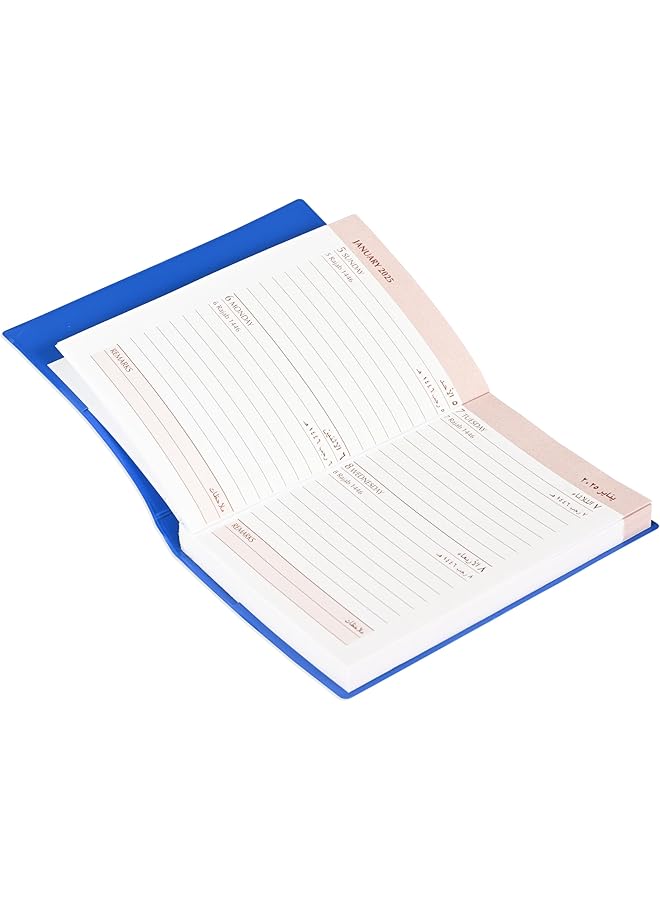 erorex 2025 Pocket Diary Pvc Materials Soft Jacket Cover 2 Days A Page Size 75X105Mm English Arabic 60Gsm White Paper Blue Color Fsdi09Ae25Bl - Image 2