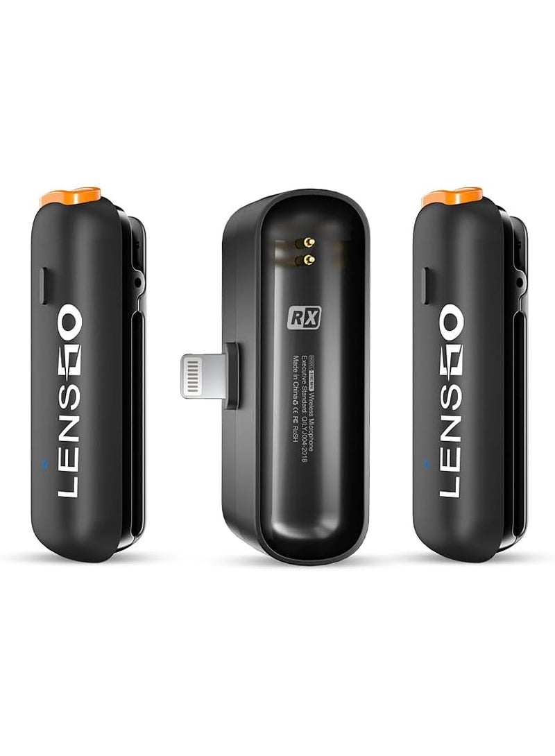 LENSGO 518mini Wireless Lavalier Microphone, 2.4ghz Compact 2 Transmitter and 1 Receiver Wireless Lapel Lav Mic for Smartphone Vlog YouTube Interview Video Camcorder (for ios) - Image 1