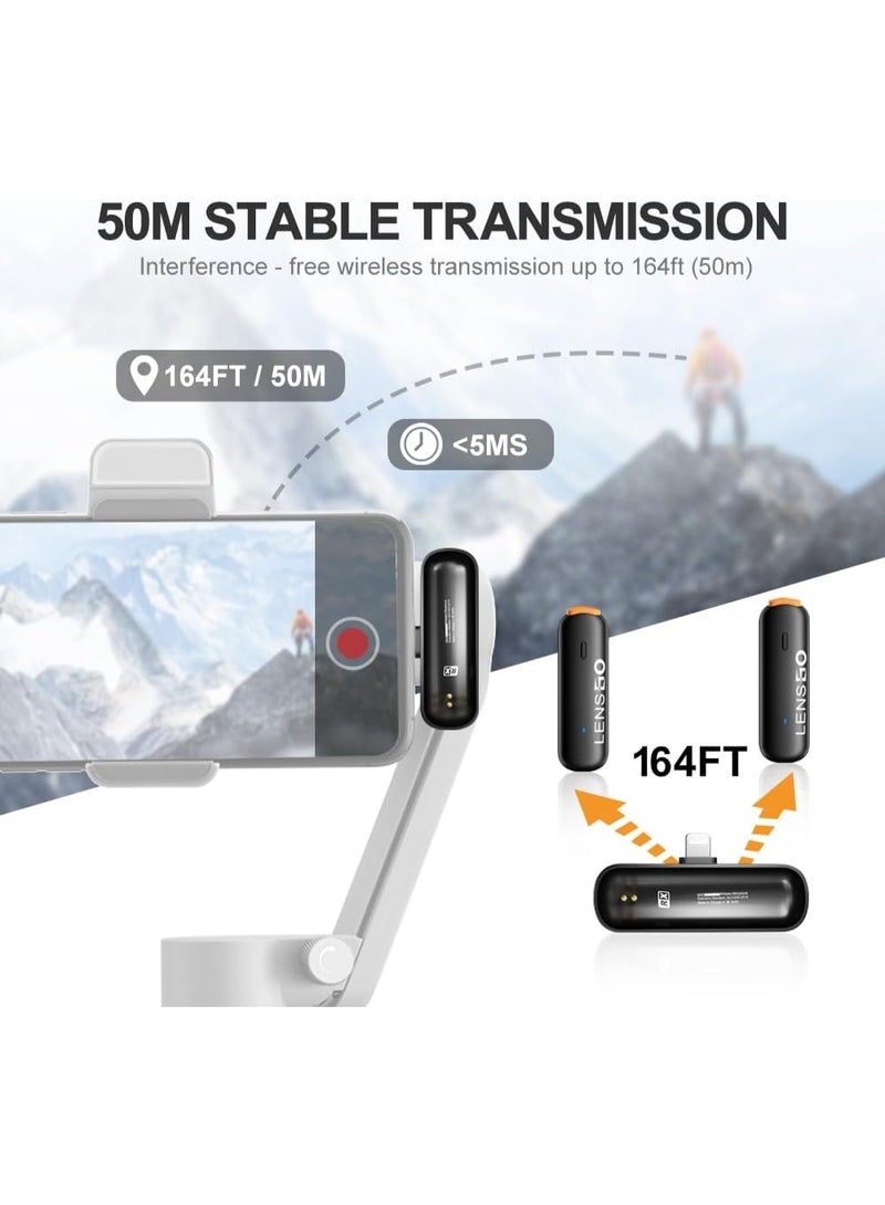 LENSGO 518mini Wireless Lavalier Microphone, 2.4ghz Compact 2 Transmitter and 1 Receiver Wireless Lapel Lav Mic for Smartphone Vlog YouTube Interview Video Camcorder (for ios) - Image 3